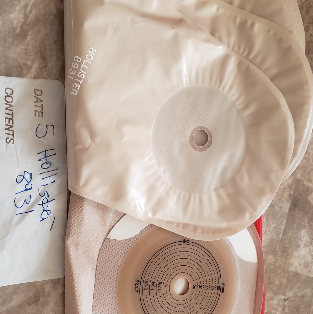 Box of ostomy supplies